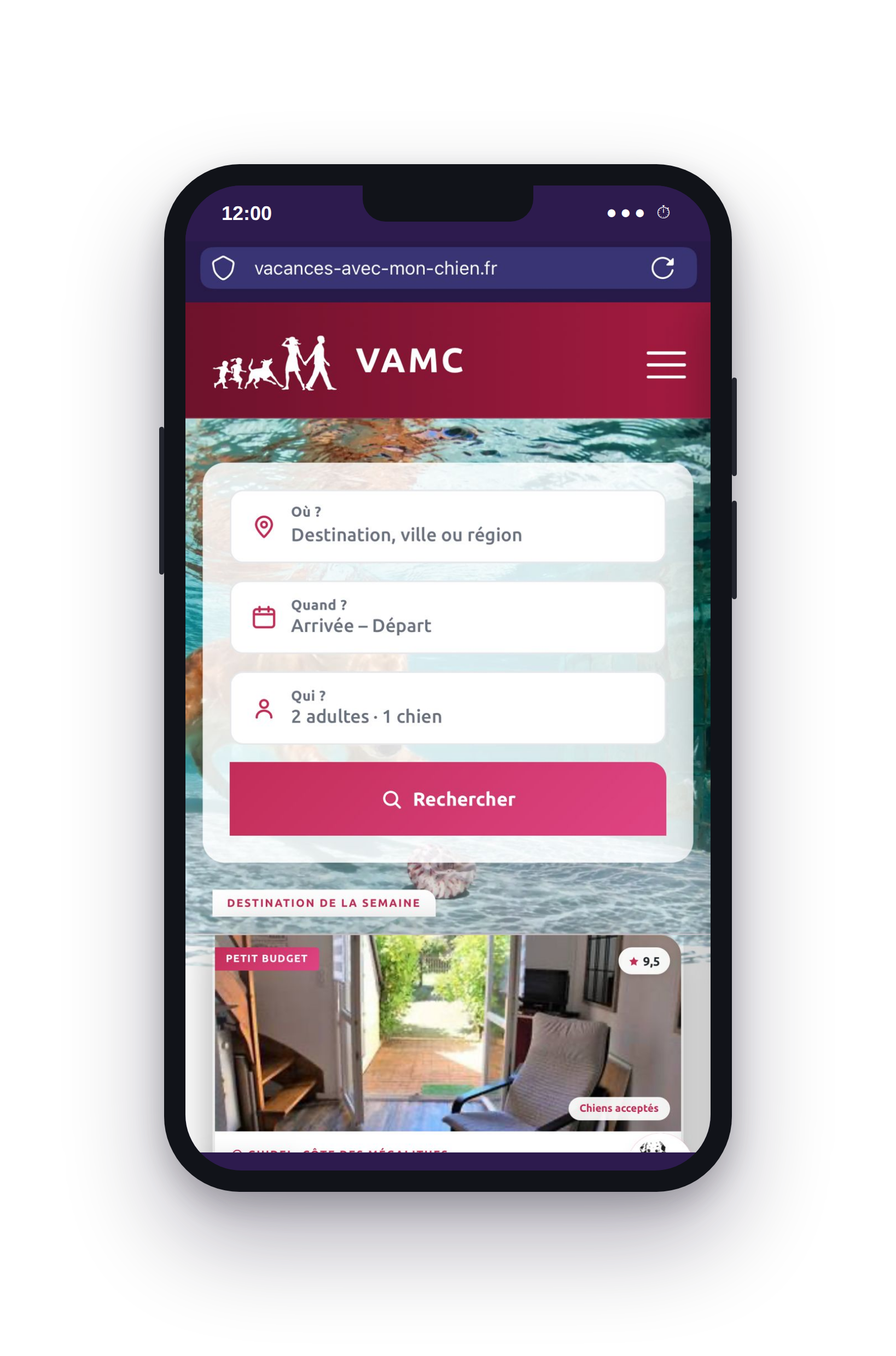 vacances-avec-mon-chien.fr, unsere eigene Plattform, live im Einsatz